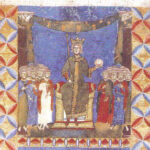 alerno, Museo Diocesano, frammento di Exultet, probabilmente è stato realizzato nello scriptorium salernitano nel terzo decennio del XIII secolo. Il potere Temporale; Federico II legislatore.