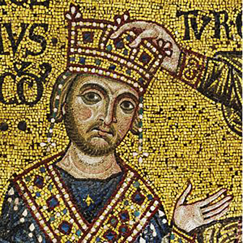 Immagine di re Guglielmo - II tratto dal mosaico dell'incoronazione fatta da Cristo - Duomo di Monreale.